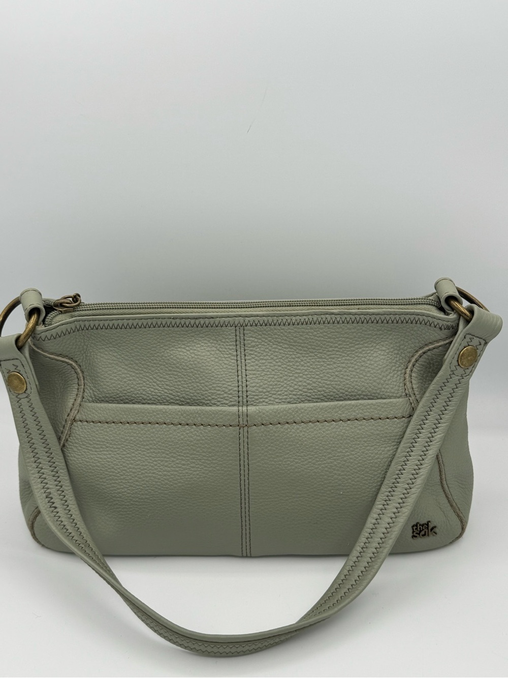 The Sak Pebbled Leather Hobo Style Shoulder Bag in Sage Dusty Mint